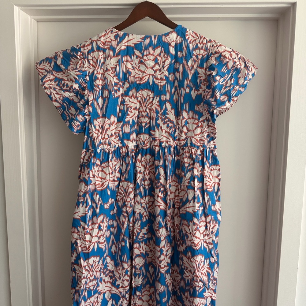 Maeve Blue Midi Dress with Pink Floral Print - Picture 8 of 12